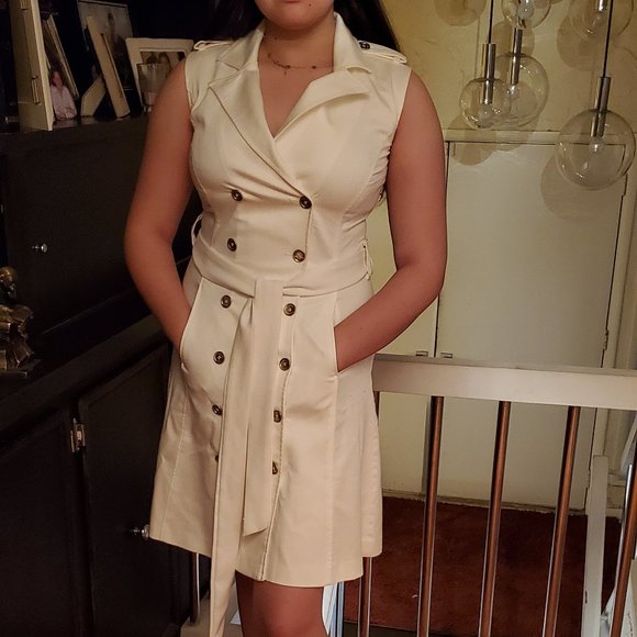 Calvin Klein Trench Dress in White - Picture 7 of 7